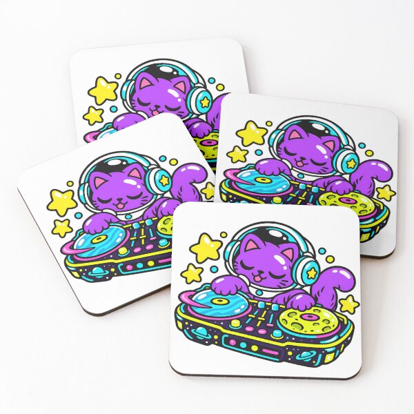 Item preview, Cosmic DJ Cat Neon Galaxy Music Art designed and sold by Thai Vibe Studio.