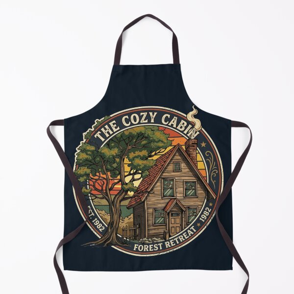 Item preview, The Cozy Cabin - Vintage Forest Retreat and Sunset Badge designed and sold by Chroma Dreams .