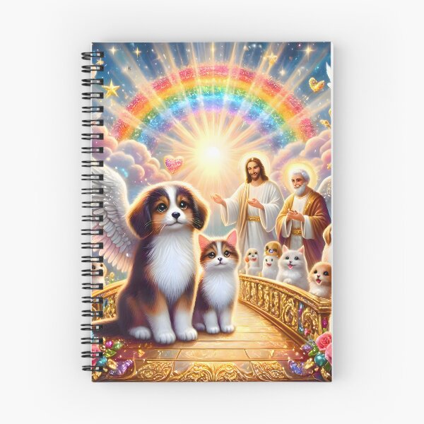 Item preview, Rainbow Bridge Pet Paradise: Angel Puppy & Kitten with Jesus designed and sold by Sybille-Yates.