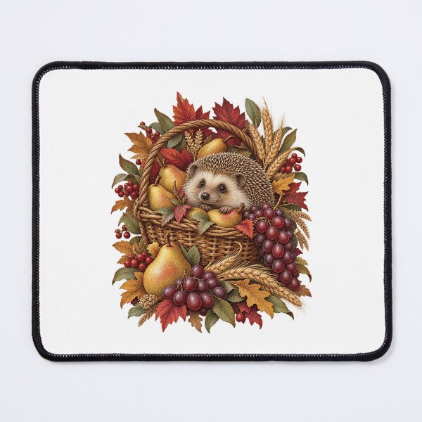 Item preview, Harvest Hedgehog Pear Basket Autumn Woodland Art designed and sold by TeNovaStudio.