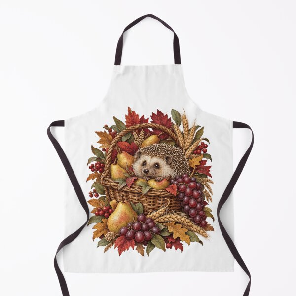 Item preview, Harvest Hedgehog Pear Basket Autumn Woodland Art designed and sold by TeNovaStudio.