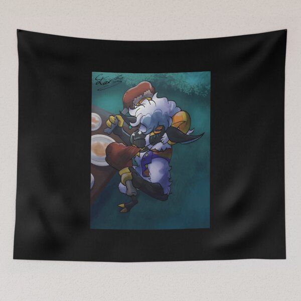 Item preview, Anthropomorphic Sheep Character Eating Meat Cartoon designed and sold by fibiiistd.