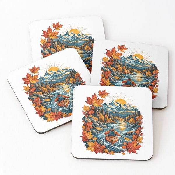 Item preview, Autumn Kayak Mountain River Maple Leaf Adventure designed and sold by TeNovaStudio.