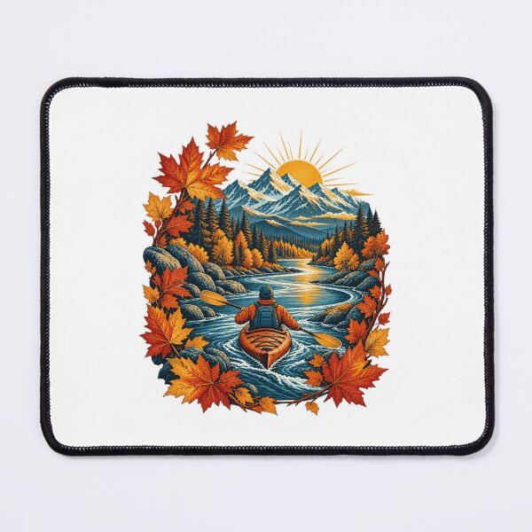 Item preview, Autumn Kayak Mountain River Maple Leaf Adventure designed and sold by TeNovaStudio.