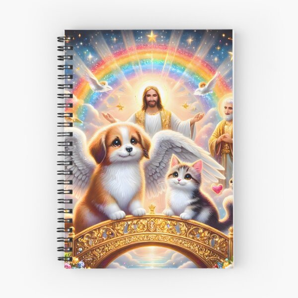 Item preview, Rainbow Bridge Pet Paradise: Angel Puppy & Kitten with Jesus designed and sold by Sybille-Yates.