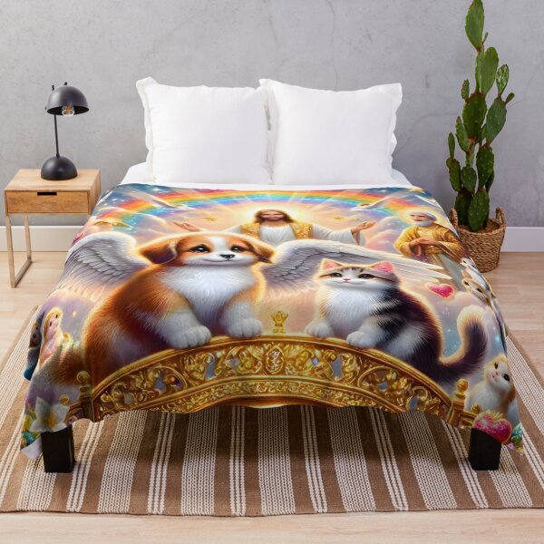 Item preview, Rainbow Bridge Pet Paradise: Angel Puppy & Kitten with Jesus designed and sold by Sybille-Yates.
