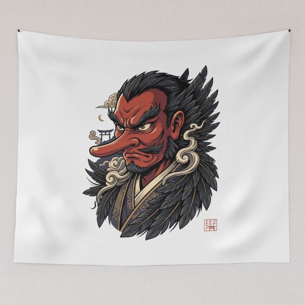 Item preview, Tengu Japanese Yokai Demon – Red Face Raven Spirit Art designed and sold by kaxymax.