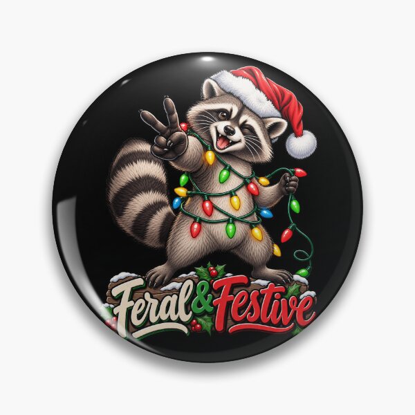 Item preview, Feral festive raccoon with lights and holiday cheer designed and sold by rafaeltto.
