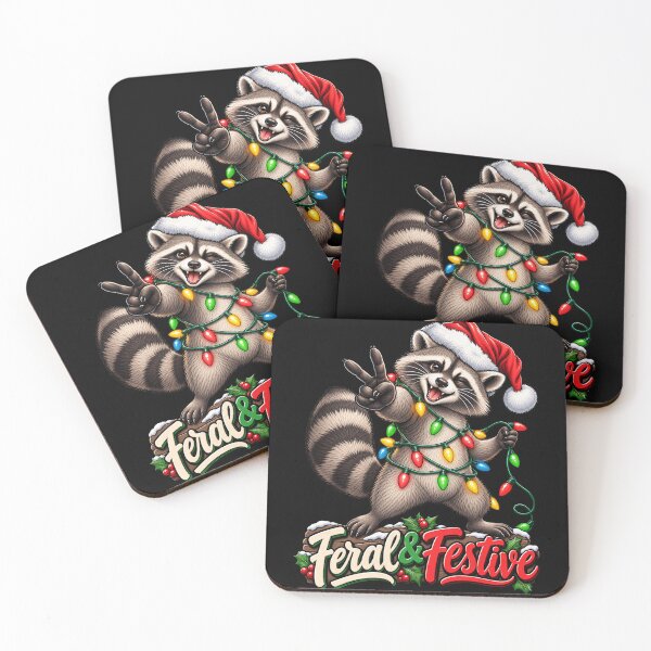 Item preview, Feral festive raccoon with lights and holiday cheer designed and sold by rafaeltto.