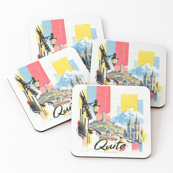 Item preview, Quito Ecuador Watercolor Cityscape Illustration designed and sold by EdwinkOne.
