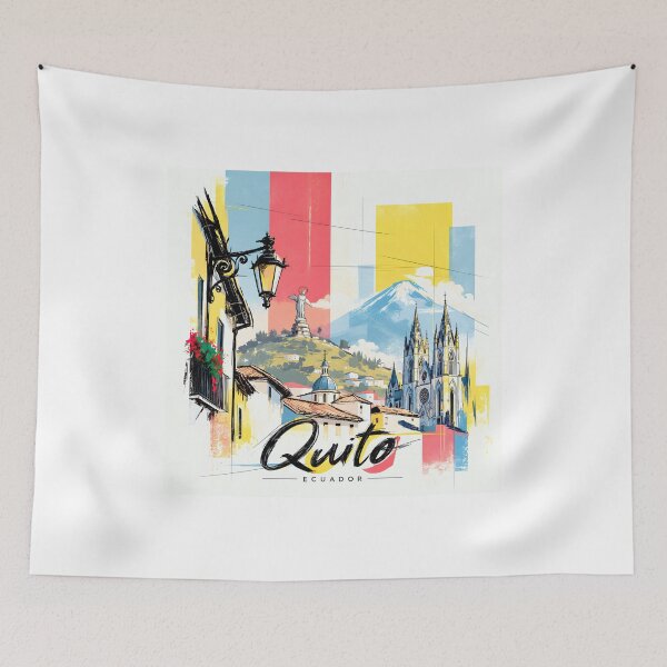 Item preview, Quito Ecuador Watercolor Cityscape Illustration designed and sold by EdwinkOne.