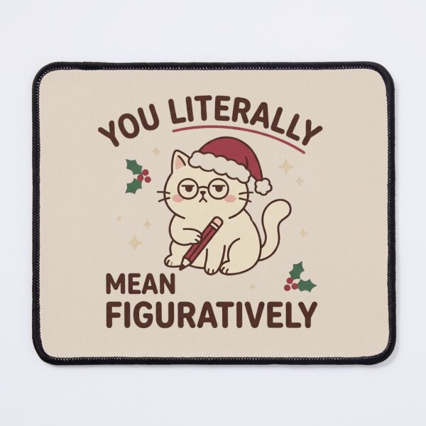 Item preview, You Literally Mean Figuratively – Funny Christmas Cat for Grammar Lovers designed and sold by Im-Ara.
