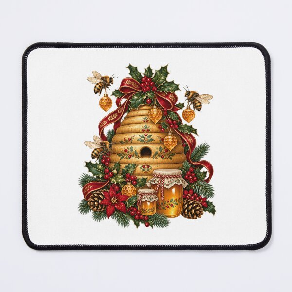 Item preview, Christmas Beehive Honey Holly Festive Beekeeper Art designed and sold by TeNovaStudio.