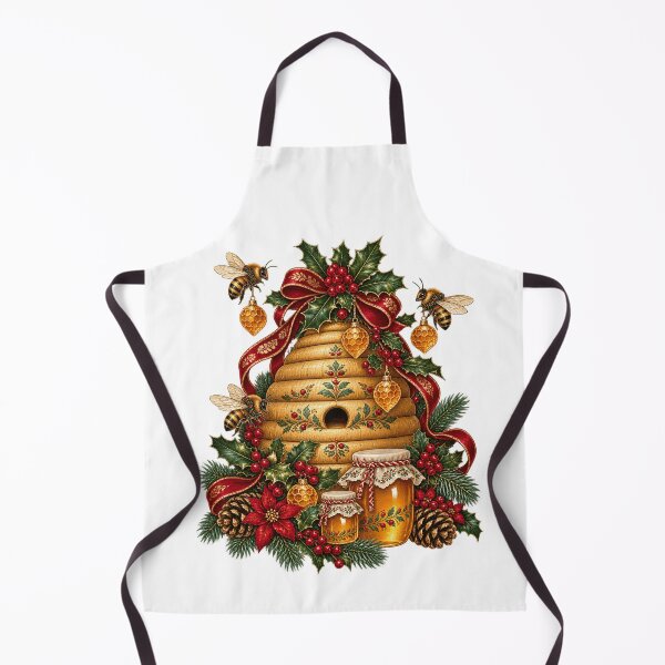 Item preview, Christmas Beehive Honey Holly Festive Beekeeper Art designed and sold by TeNovaStudio.