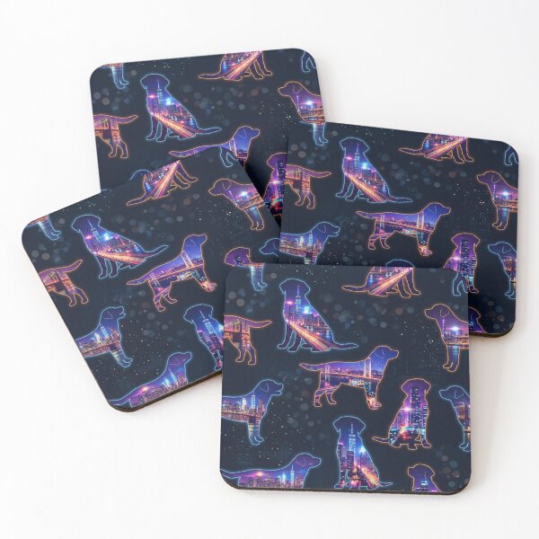 Item preview, Silhouettes of Labrador in Cyberpunk Neon City designed and sold by Goodthingstree.