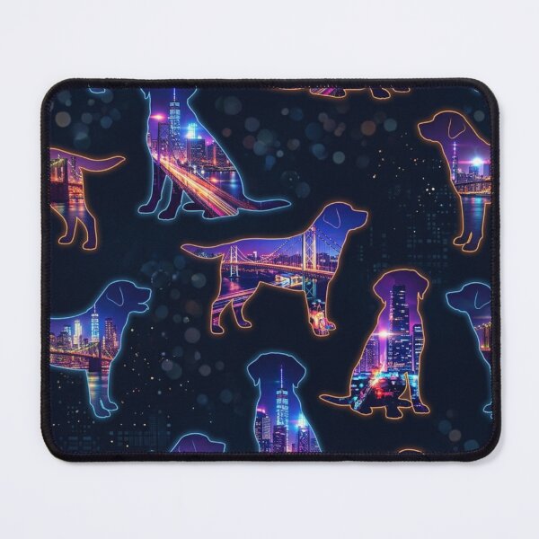 Item preview, Silhouettes of Labrador in Cyberpunk Neon City designed and sold by Goodthingstree.