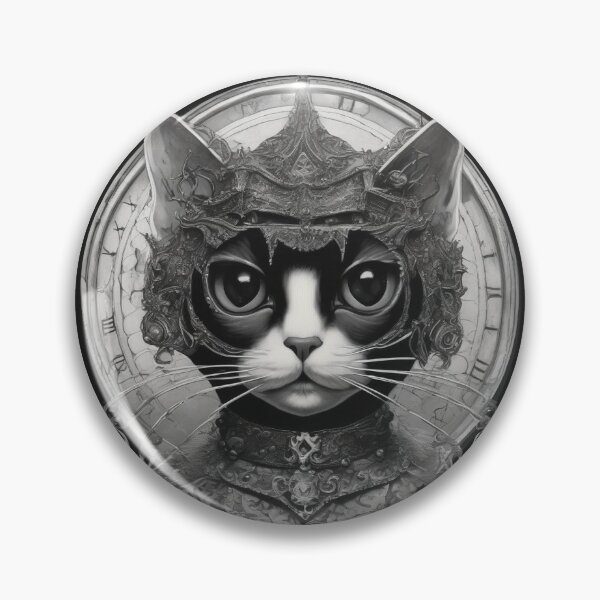 Item preview, The Timekeeper — Crowned Tuxedo Cat Within a Clock Halo designed and sold by Topher and Tux.