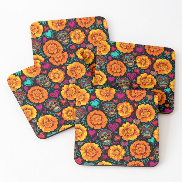 Item preview, Gothic Calavera Marigold Floral Seamless Pattern 02 designed and sold by The Design Asset Station.