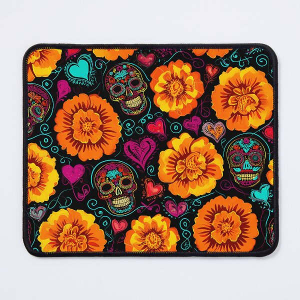 Item preview, Gothic Calavera Marigold Floral Seamless Pattern 02 designed and sold by The Design Asset Station.