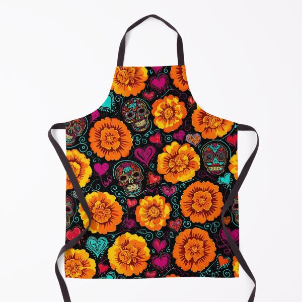 Item preview, Patrón sin costuras floral Gothic Calavera Marigold 02 designed and sold by The Design Asset Station.