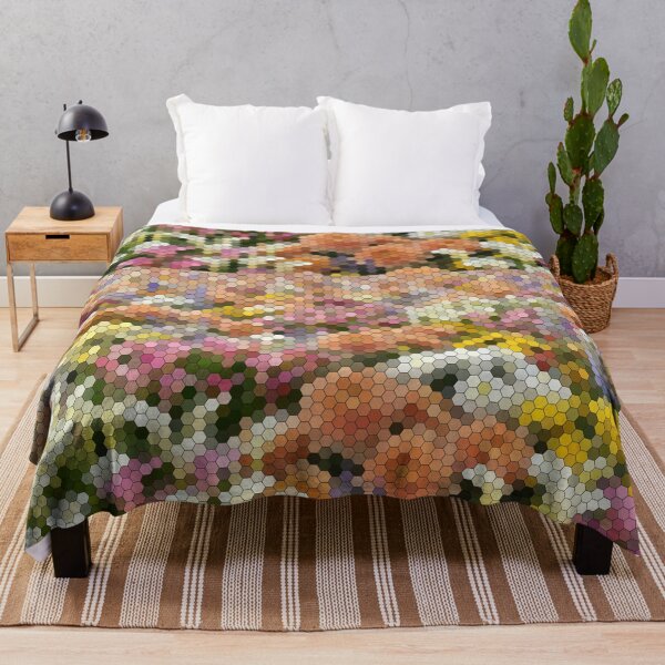 Item preview, Calla lilies and chrysanthemums in hexagons | Geometric flowers designed and sold by ImpostoreArt.