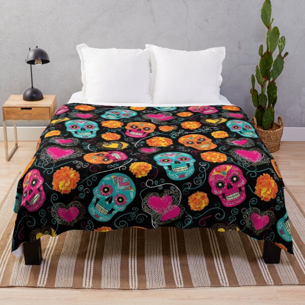 Item preview, Gothic Calavera Marigold Floral Seamless Pattern 04 designed and sold by The Design Asset Station.