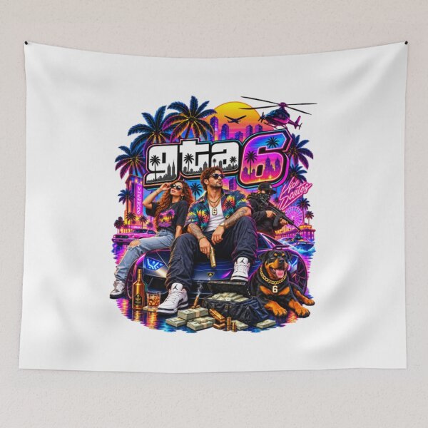 Item preview, GTA 6, Grand Theft Auto VI Graphic, Vice City Gaming, Jason Lucia designed and sold by Maris8Mihok.