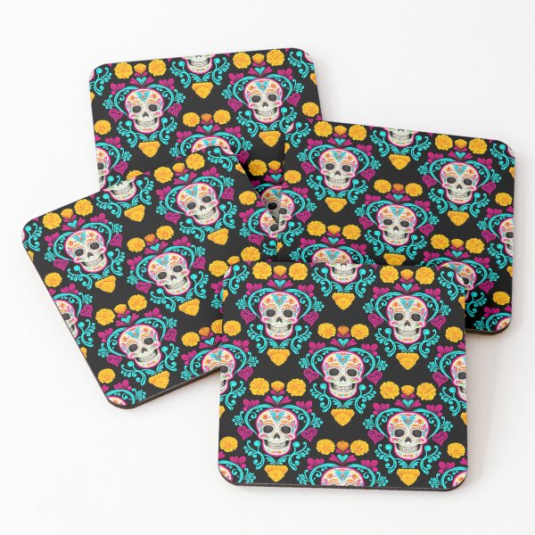 Item preview, Gothic Calavera Marigold Floral Seamless Pattern 06 designed and sold by The Design Asset Station.
