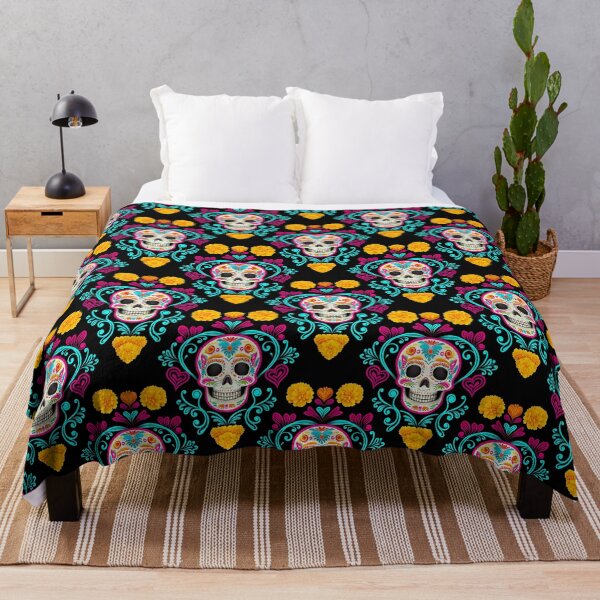 Item preview, Gothic Calavera Marigold Floral Seamless Pattern 06 designed and sold by The Design Asset Station.