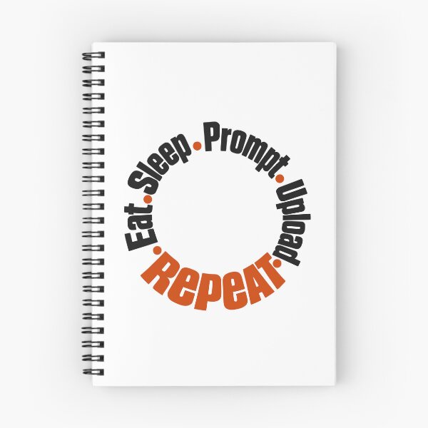 Item preview, Eat Sleep Prompt Upload Repeat Circular Typography AI Humor designed and sold by ThreadQuirk.