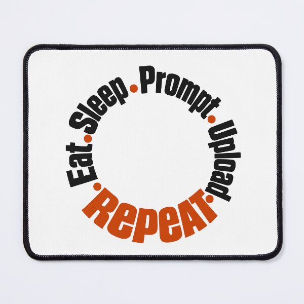 Item preview, Eat Sleep Prompt Upload Repeat Circular Typography AI Humor designed and sold by ThreadQuirk.