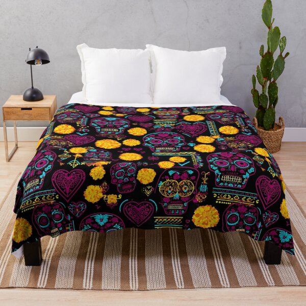 Item preview, Gothic Calavera Marigold Floral Seamless Pattern 08 designed and sold by The Design Asset Station.