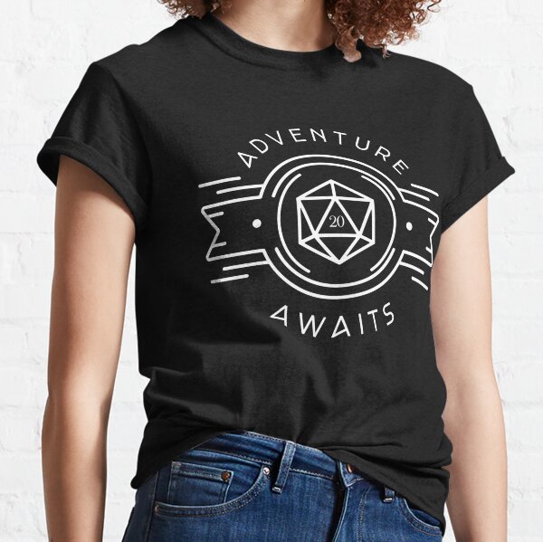 Adventure Awaits Polyhedral D20 Dice Tabletop RPG Addict Classic T-Shirt