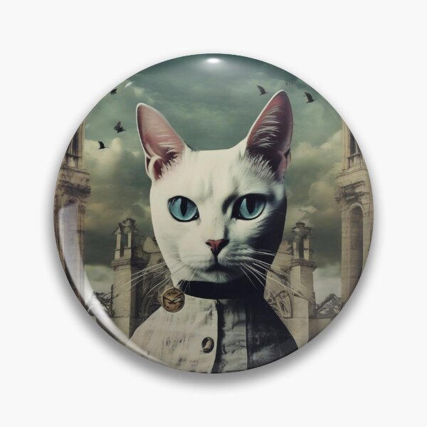 Item preview, Ghost of the Abbey — White Cat With Blue Eyes in Gothic Ruins designed and sold by Topher and Tux.