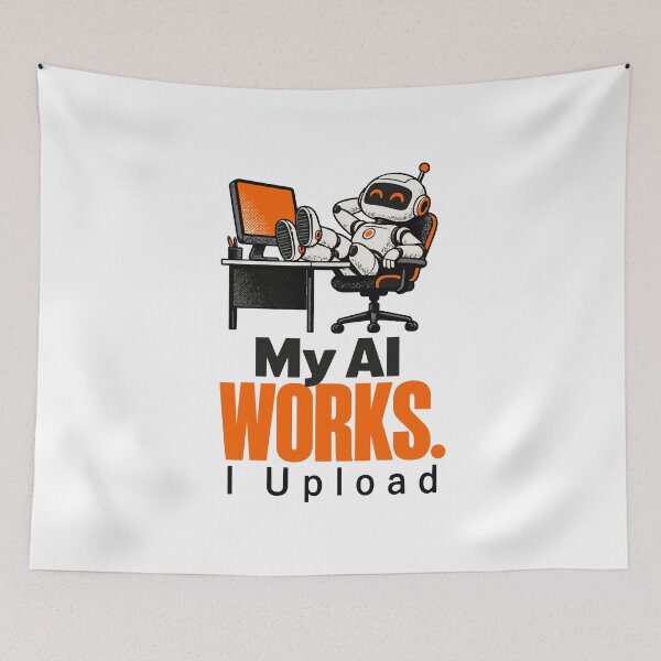 Item preview, My AI Works I Upload Funny Robot Typographer Tech Humor designed and sold by ThreadQuirk.