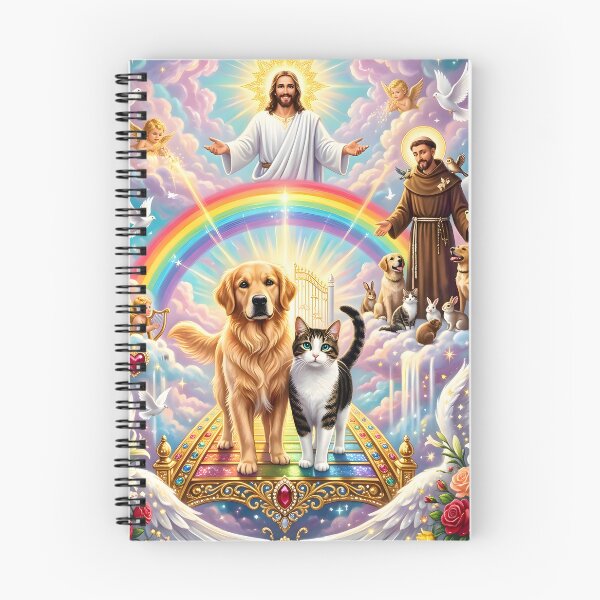 Item preview, Rainbow Bridge Pets: Dog & Cat with Jesus and Saint Francis designed and sold by Sybille-Yates.