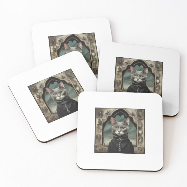 Item preview, The Widow — Grey Cat in Victorian Mourning Dress, Gothic Portrait designed and sold by Topher and Tux.