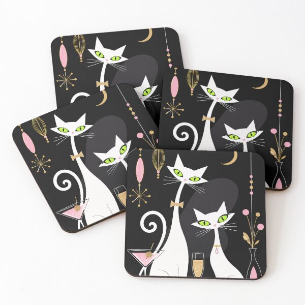 Item preview, Black Cats Martini Art Deco Illustration designed and sold by Sasas Design.