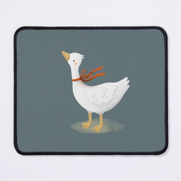 Item preview, Cute white goose with a red ribbon standing on a soft pastel background. designed and sold by Jemmiko.