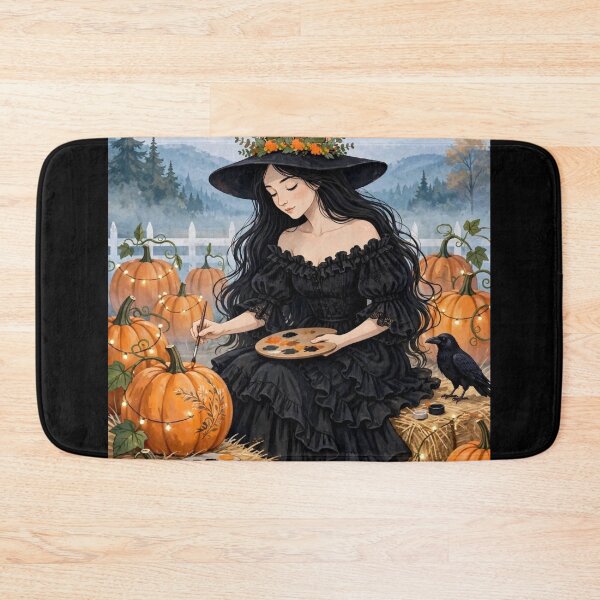 Item preview, The Witch Painting Pumpkins with Magical Designs. designed and sold by DibujandoPorfa.