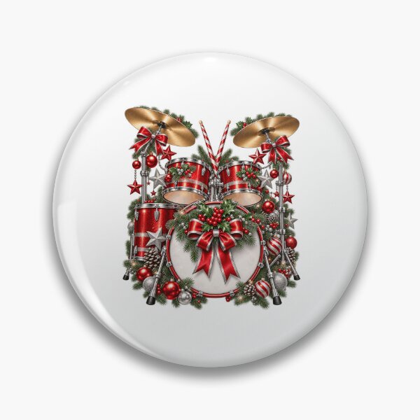 Item preview, Christmas Drum Kit Holly Festive Musician Art designed and sold by TeNovaStudio.
