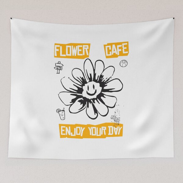 Item preview, Flower Cafe Enjoy Your Day Smiley Daisy Bold Graphic T-Shirt designed and sold by Atique Creations.