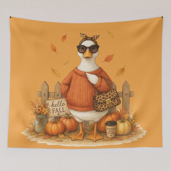 Item preview, a fashionable anthropomorphic white duck in an orange knit sweater designed and sold by 123ks.