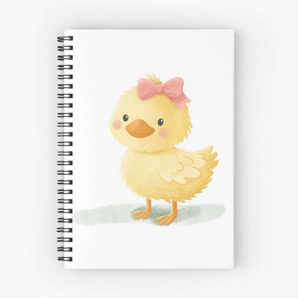 Item preview, Cute yellow duckling with a pink bow standing beside a white daisy on a warm pastel background. designed and sold by Jemmiko.