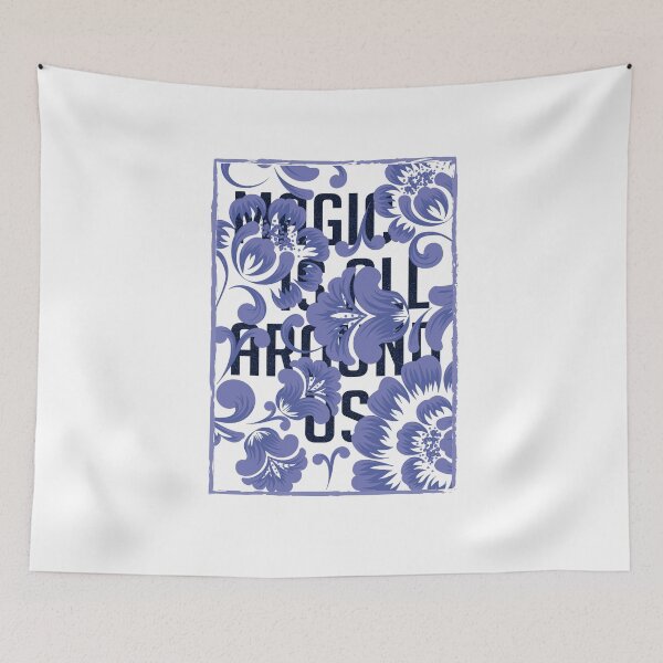 Item preview, Blue Floral Botanical Folk Art Pattern Graphic T-Shirt designed and sold by Atique Creations.