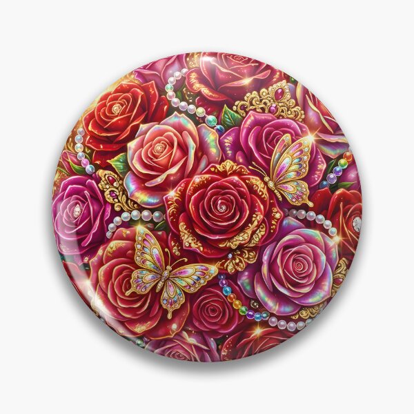 Item preview, Elegant Gold Royal Roses and Jeweled Butterfly Design designed and sold by Sybille-Yates.