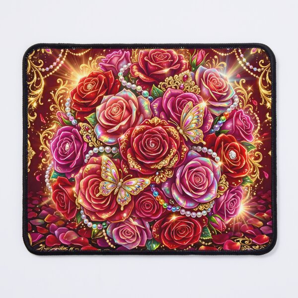 Item preview, Elegant Gold Royal Roses and Jeweled Butterfly Design designed and sold by Sybille-Yates.