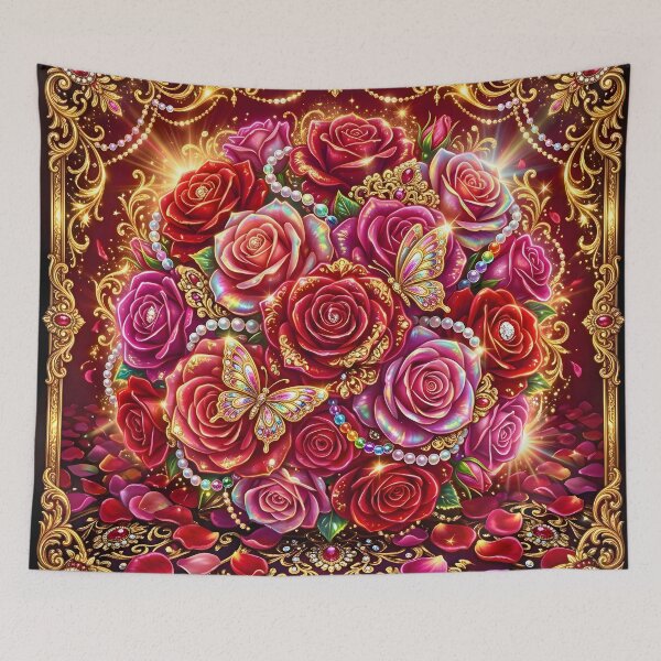 Item preview, Elegant Gold Royal Roses and Jeweled Butterfly Design designed and sold by Sybille-Yates.