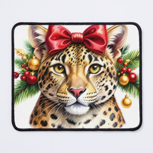Item preview, Watercolor Christmas Leopard Portrait designed and sold by BetweenForms.