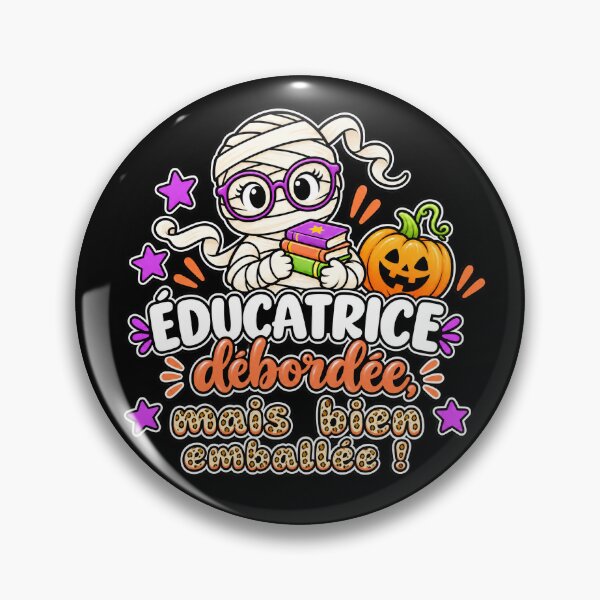 Item preview, Overwhelmed but well-packaged educator! – Halloween Mummy – Halloween educator, cute ghost and Halloween pumpkin classic educator T-shirt designed and sold by houmate.
